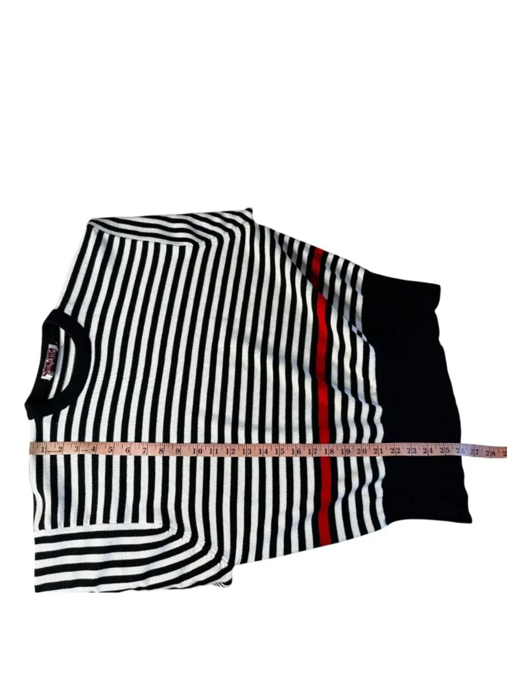 Vintage 80s Dolman Sleeve Sweater Black White Stripe Oversized Large Acrylic